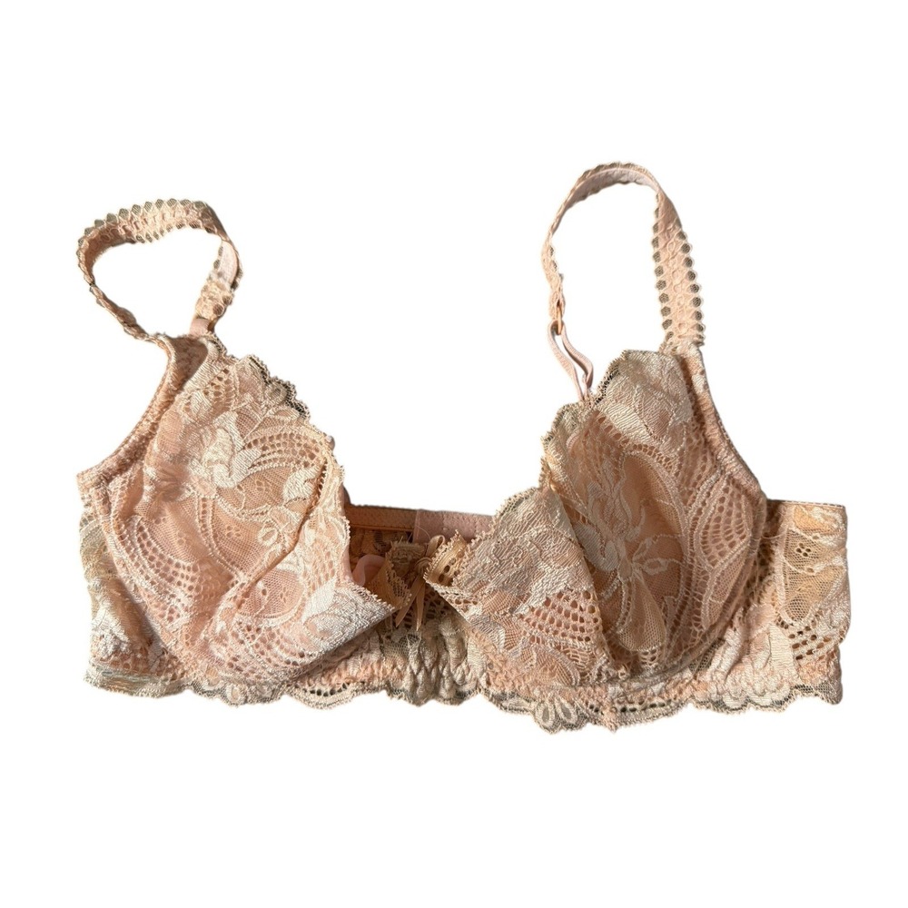 Vintage Victoria Secrets Bra size 36B pink/peach lace underwire NEW‎ USA made